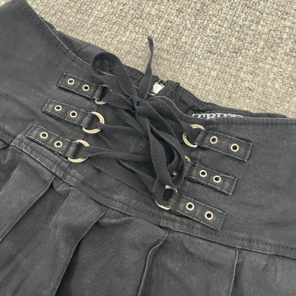 Tripp NYC Daang Goodman Royal Bones Black Pleated Corset Mini Skirt Y2k - Picture 3 of 8